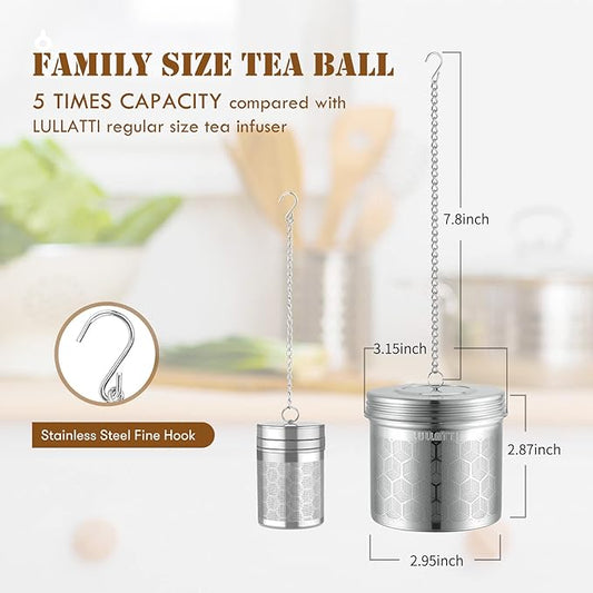 Extra Large Tea Ball Infuser for Pitcher(2 Pack), 18/8 Stainless Steel Tea Steeper, Extra Fine Mesh Tea Strainer Perfect for Brewing Herbs, Iced Tea