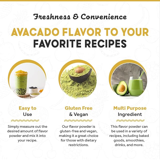 Fanale Premium Avocado Bubble Tea Flavoring Powder, Perfect for Baking, Smoothies, Desserts and Drinks, Instant Flavoring Powder for Boba Milk Tea
