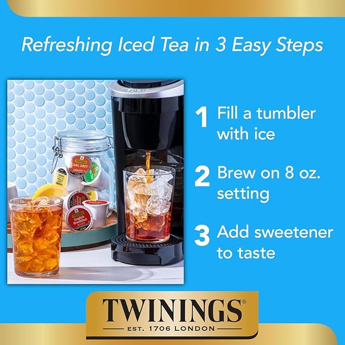 Twinings Decaf Earl Grey K-Cup Pods for Keurig, Decaffeinated Black Tea Flavoured with Citrus and Bergamot, 24 Count (Pack of 2)