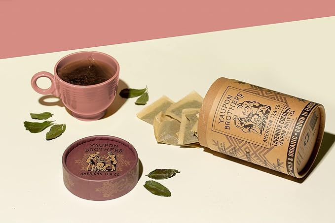 Lavender Coconut Yaupon Tea – Yaupon Brothers – Wild-Crafted, Naturally Caffeinated – Antioxidant-Rich – Florida Grown Superfood – 16 Natural Fiber Tea Bags