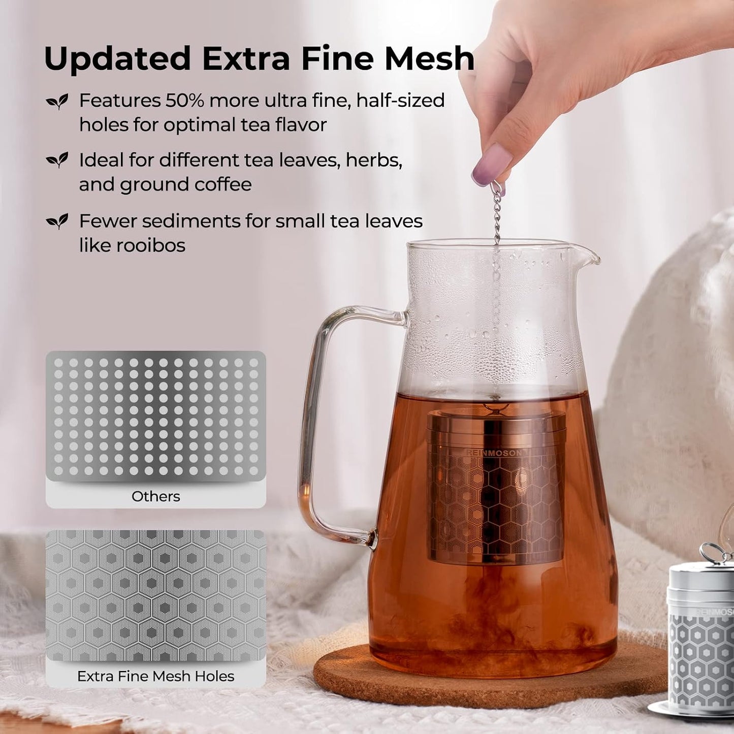 Stainless Steel Large Tea Infuser for Loose Leaf Tea &amp; Spice Ball | Tea Strainer Extra Fine Mesh Large Tea Ball 2” x 2.8” Loose Leaf Tea Steeper for Teapot Pitcher Cup Mug Bottle Kettle