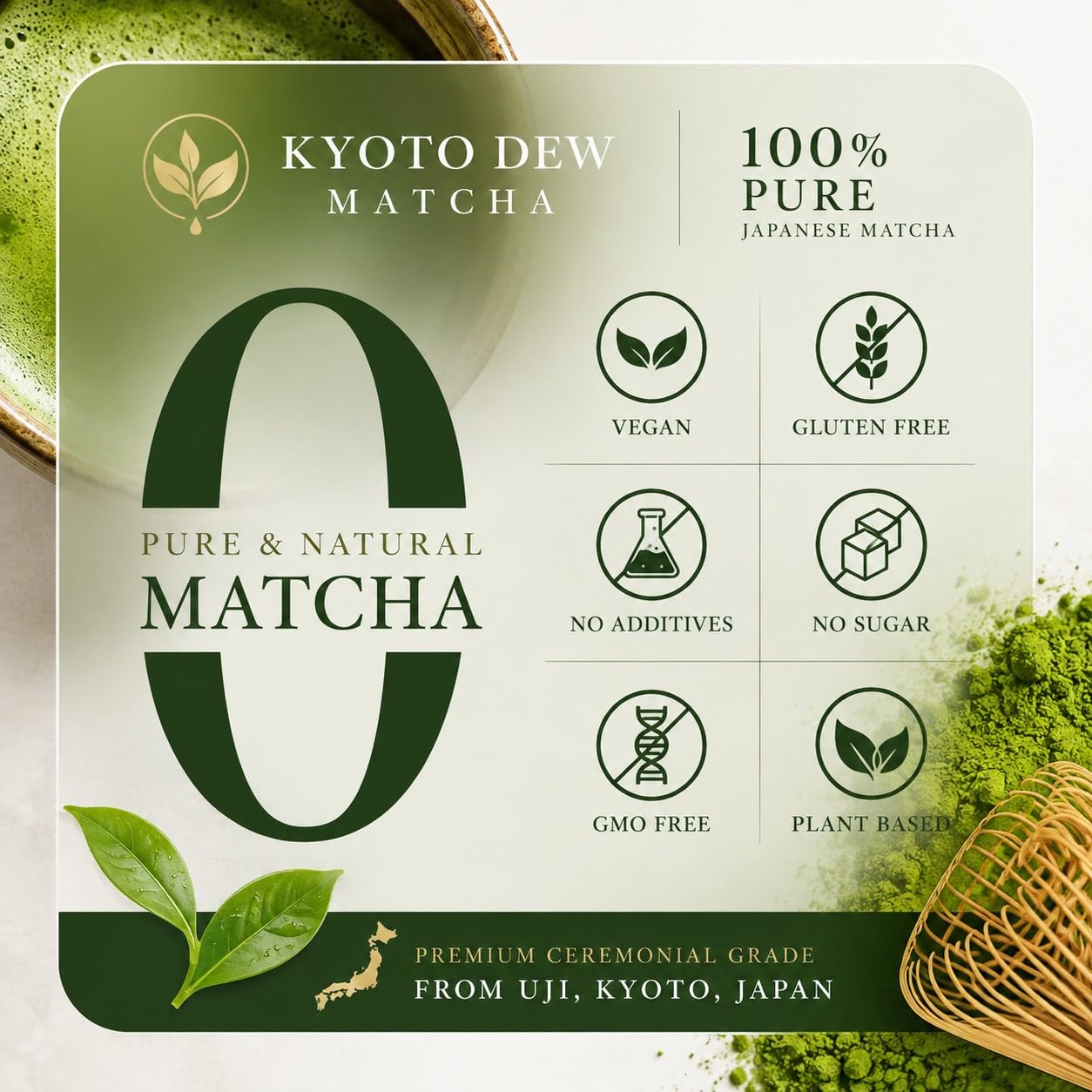 Kyoto Dew Matcha Organic Ceremonial Grade Matcha Powder 30g | Organic Ceremonial Grade Matcha from Uji, Kyoto, Japan
