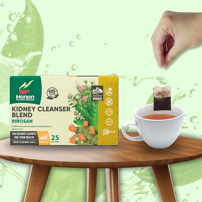 Hanan Kidney Cleanse & Joint Repair Herbal Tea - Riñosan Blend of Chanca Piedra (Stone Breaker) Rompe Piedra para los Riñones - 25 Tea Bags