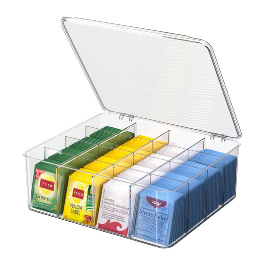 YYICO Tea Bag Organizer With Lid: XXL Tea Box for Tea Organizer And Storage