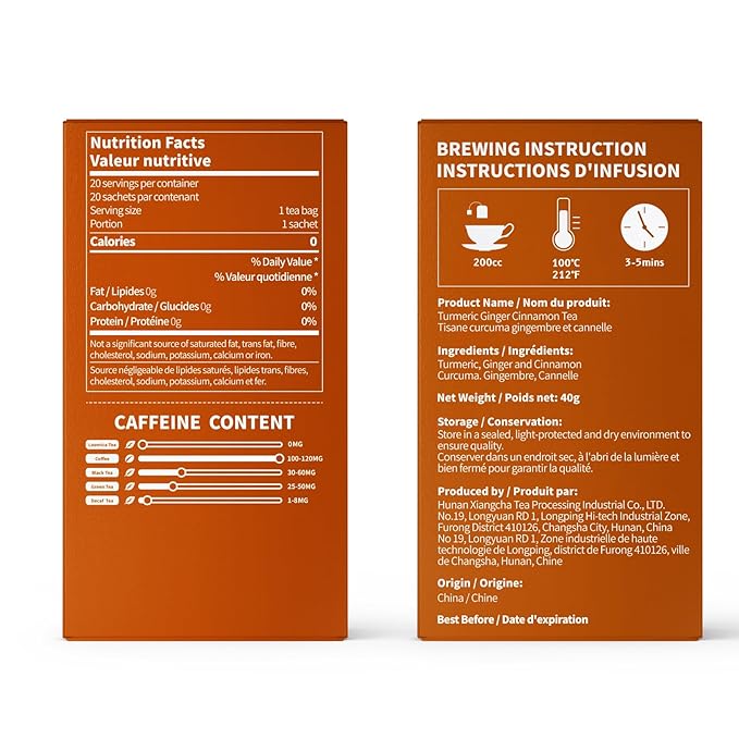Loomica Turmeric Ginger Cinnamon Tea, Naturally Caffeine-Free, Warm & Spicy Herbal Blend, Rich & Aromatic