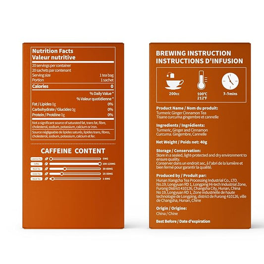 Loomica Turmeric Ginger Cinnamon Tea, Naturally Caffeine-Free, Warm & Spicy Herbal Blend, Rich & Aromatic