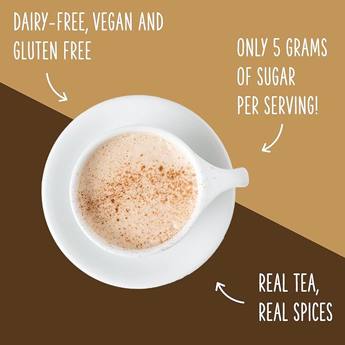 Two Leaves and a Bud Nice Chai Latte Mix, Powdered Chai Latte Tea Mix, Vegan, Dairy Free, Low Sugar, Iced or Hot Lattes, 1 Resealable Bag, 3.95 oz