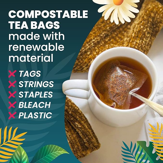 Organic Chamomile Tea — 100 Tea Bags, Organic Herbal Tea From Single Origin, Eco-Friendly Tea Bags, Non-GMO Caffeine Free Tea With Zero Sugar
