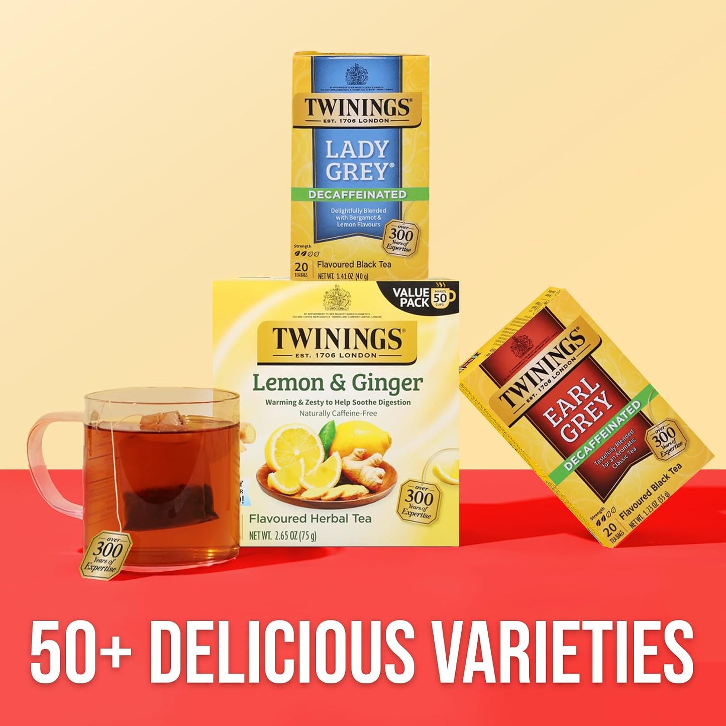 Twinings Decaffeinated Lady Grey Black Citrus Tea Bags, 20 CT Box (6 Pack) | Decaf Blk Tea, a Hint of Bergamot, Orange &amp; Lemon Peel, Citrusy, 120 Foil Lined Individually Wrapped Bags, Hot or Iced