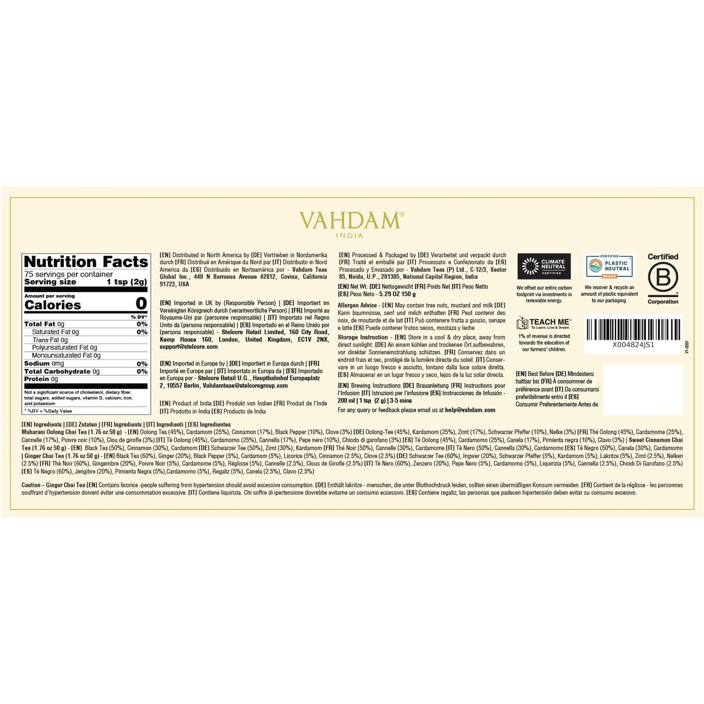 VAHDAM, Oprah's Favorite Tea Gift Set | 3 Premium Chai Teas in Golden Tin Caddy Gift Box | Exotic Chai Tea Blends | Gluten Free, Non GMO | Gifts for Men And Women