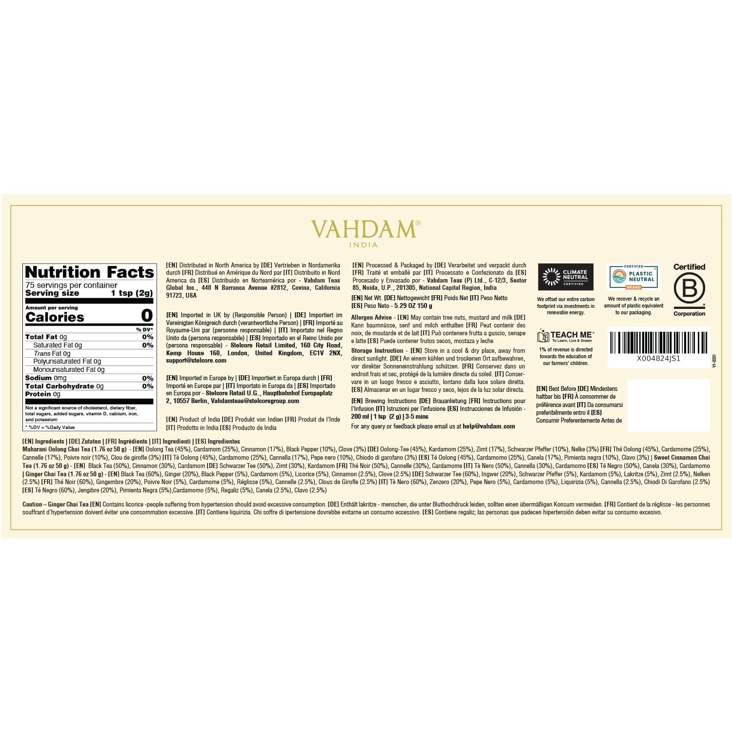 VAHDAM, Oprah's Favorite Tea Gift Set | 3 Premium Chai Teas in Golden Tin Caddy Gift Box | Exotic Chai Tea Blends | Gluten Free, Non GMO | Gifts for Men And Women