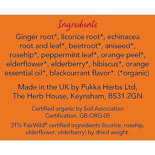 Pukka Elderberry & Echinacea Organic Herbal Tea, Perfect for Wellness Support, Caffeine Free, 80 Total Tea Bags (20ct - Pack of 4)