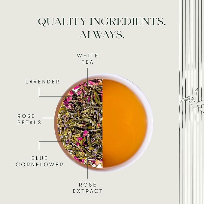 Luxmi Estates Lavender Valley Organic Lavender Tea (25 Tea Bags) Low Caffeine Tea Bags For Sleep, Relaxing, Calming, and Stress Relief