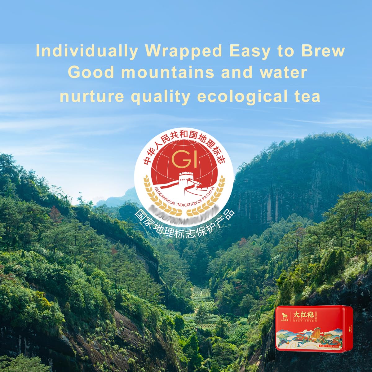 BAMATEA Wuyi Mountain Rock Oolong Tea Loose Leaf 8g Individual packs | World Heritage Wuyi Origin, First Grade Tea Leaves, Traditional Charcoal Roasting, Rich Rock Aroma, Individually Wrapped