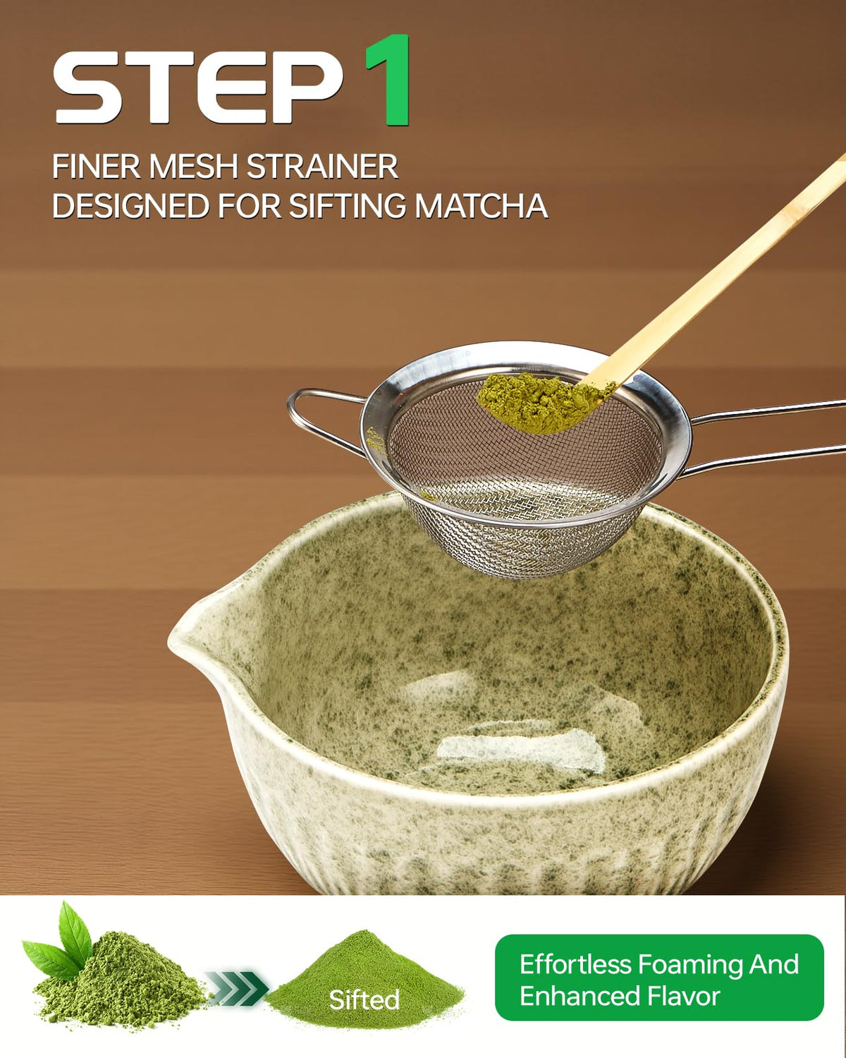 Haotao 20Oz Matcha Whisk Set，7 Pcs Matcha Kit Includes Matcha Bowl, Whisk & Holder, Bamboo Scoop, Scoop Rest, Sifter & Tea