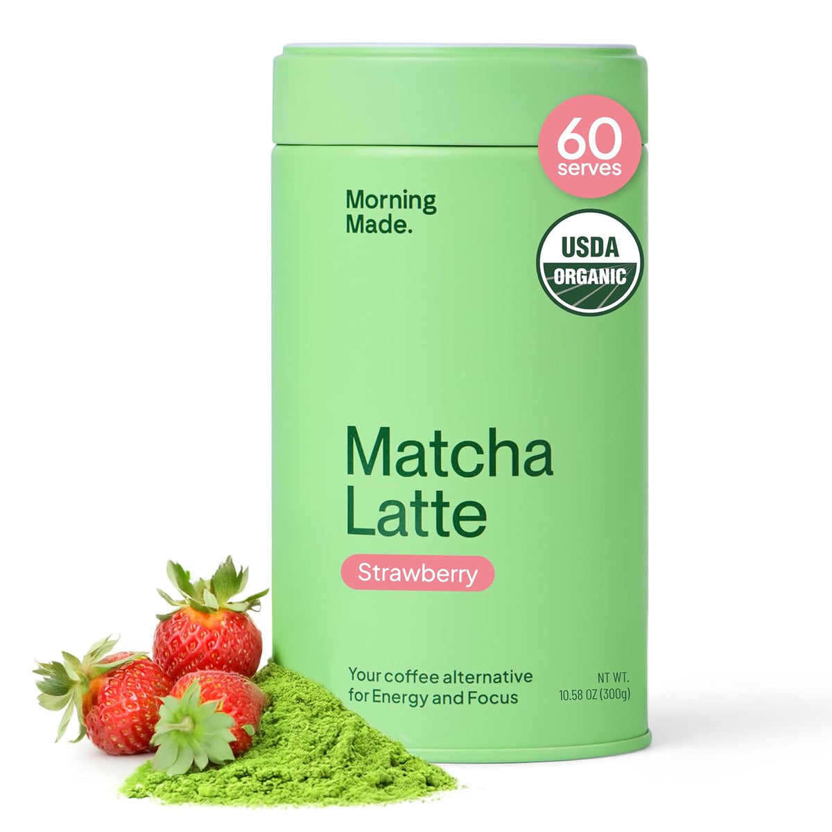 Morning Made USDA Organic Strawberry Matcha Powder (10.6 oz, 60 Servings)