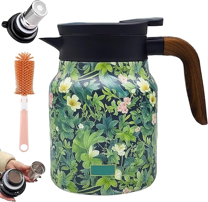 Vintage Floral Pattern Teapot – Built-In Infuser, 800ML/1000ML Heatproof Stainless Steel Teapot with