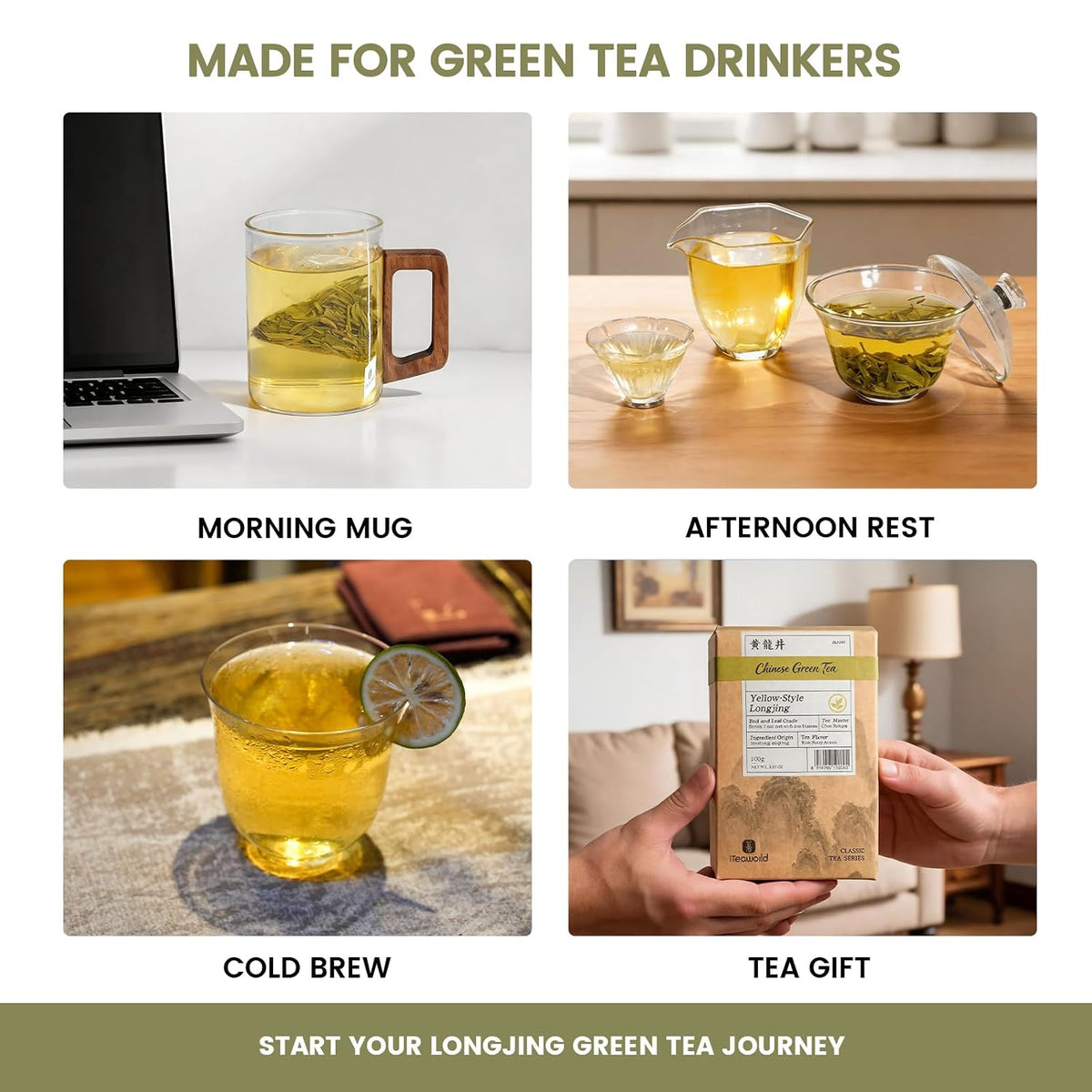 iTeaworld LongJing,Chinese Loose Leaf Green Tea,Dragon Well Tea 3.5oz