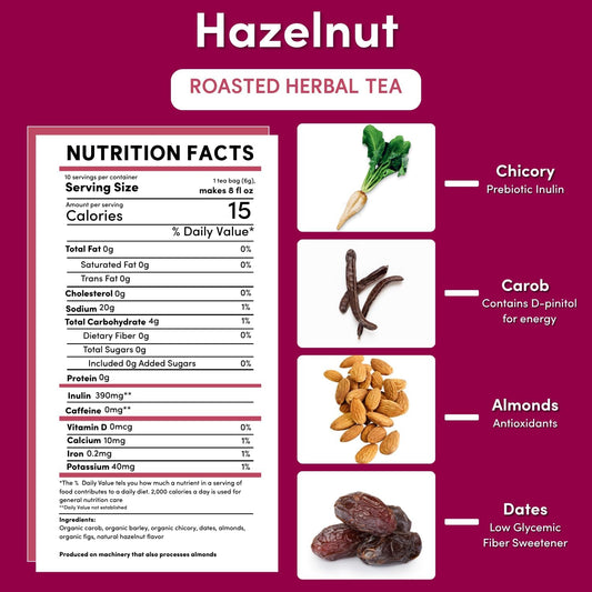 Teeccino Hazelnut Roasted Herbal Tea - Caffeine Free