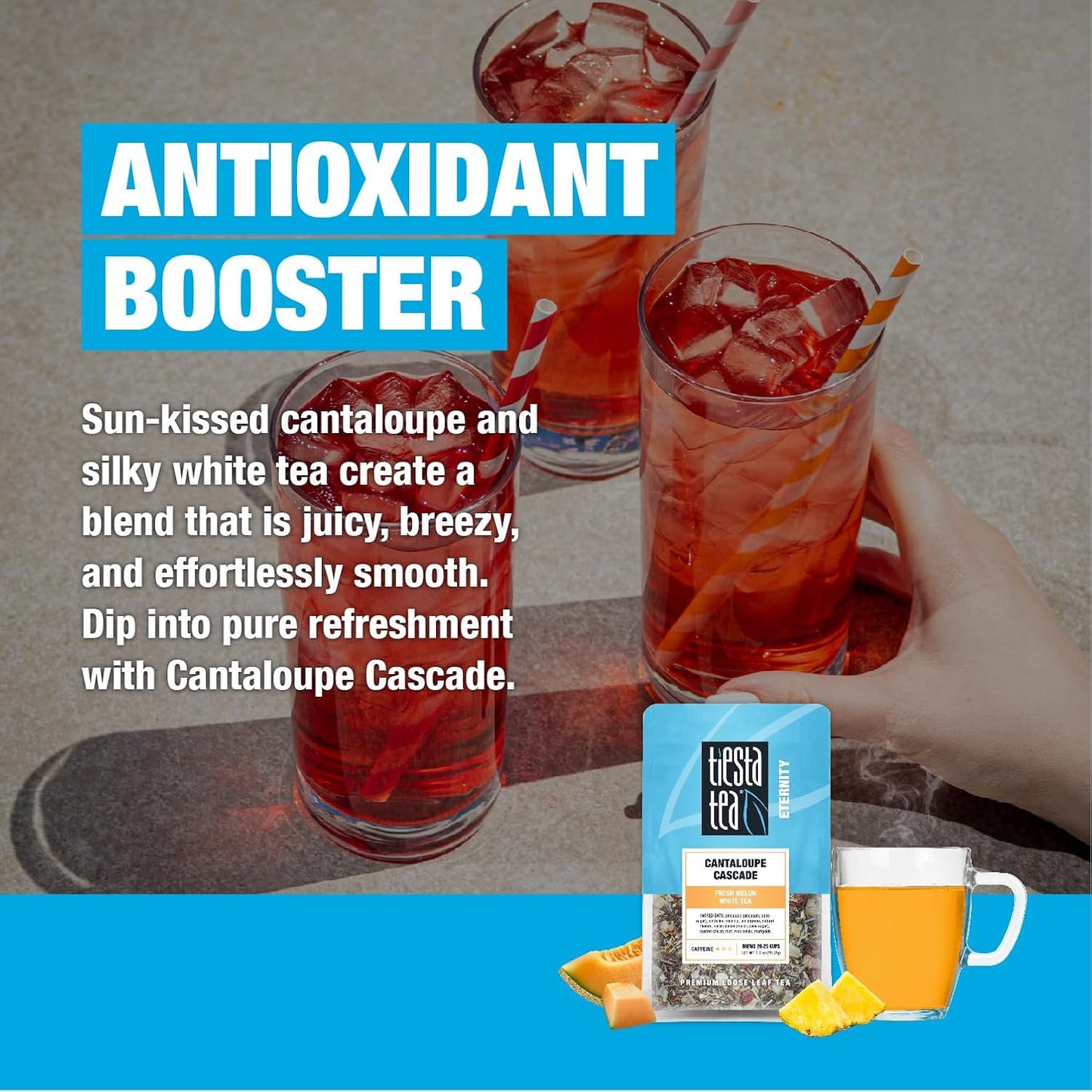 Tiesta Tea - Cantaloupe Cascade Tea, Loose Leaf, Fresh Melon White Tea | Premium Low Caffeine Tea Blend, Make Hot or Iced &amp; Up to 25 Cups, 2.5 oz Resealable Pouch