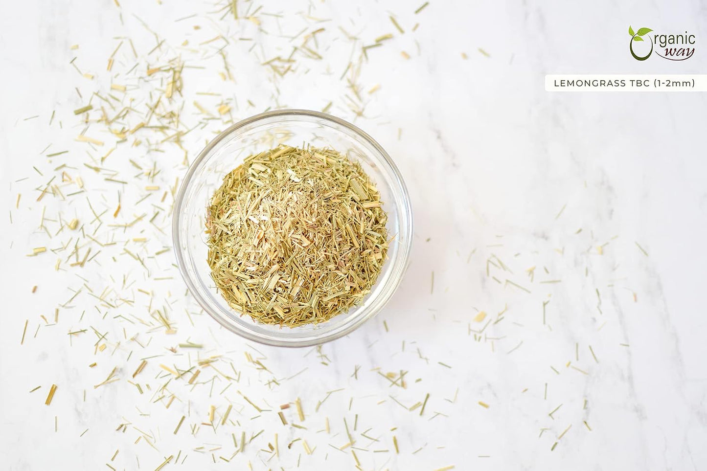 Organic Way Dried Lemongrass Fine Cut &amp; Sifted | Herbal Tea (Cymbopogon citratus) - Organic &amp; Kosher Certified | Raw, Vegan, Non GMO &amp; Gluten Free | USDA Certified | Origin - India (1/2LBS / 8Oz)