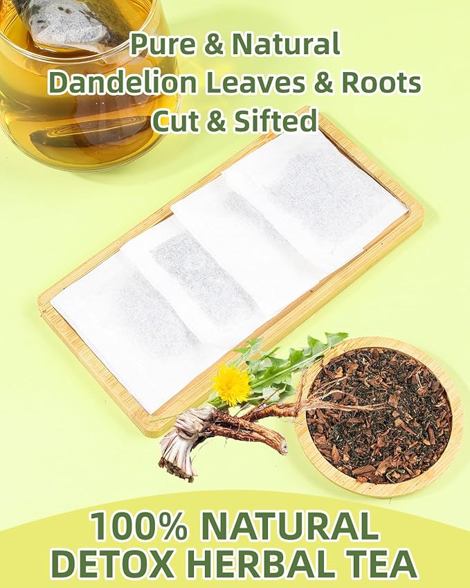 60 Teabags - Dandelion Leaf & Root Tea Bags, Natural Herbal Tea for Liver & Kidney Health, Supports Digestion & Boosts Immune System - Caffeine-Free