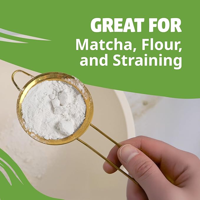 Fine Mesh Sifters with Handles, Pack of 2, Stainless Steel Strainers for Matcha, Flour, Tea, and Juices