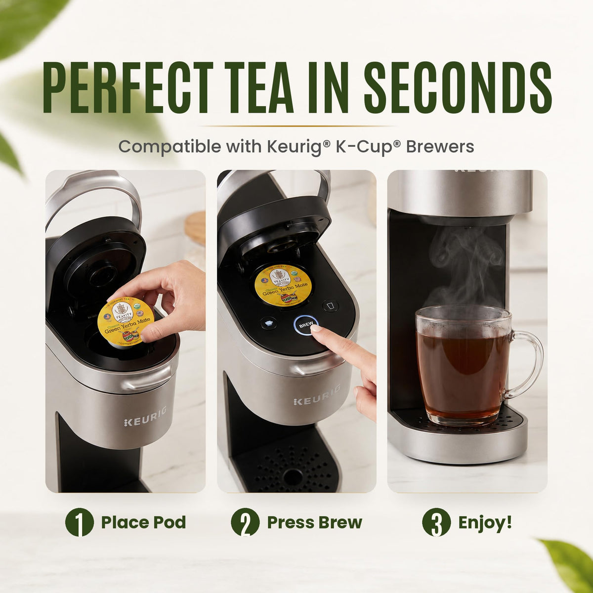 Teavity Organic Tea Pods Variety Pack, 15 Flavors, K-Cup Compatible