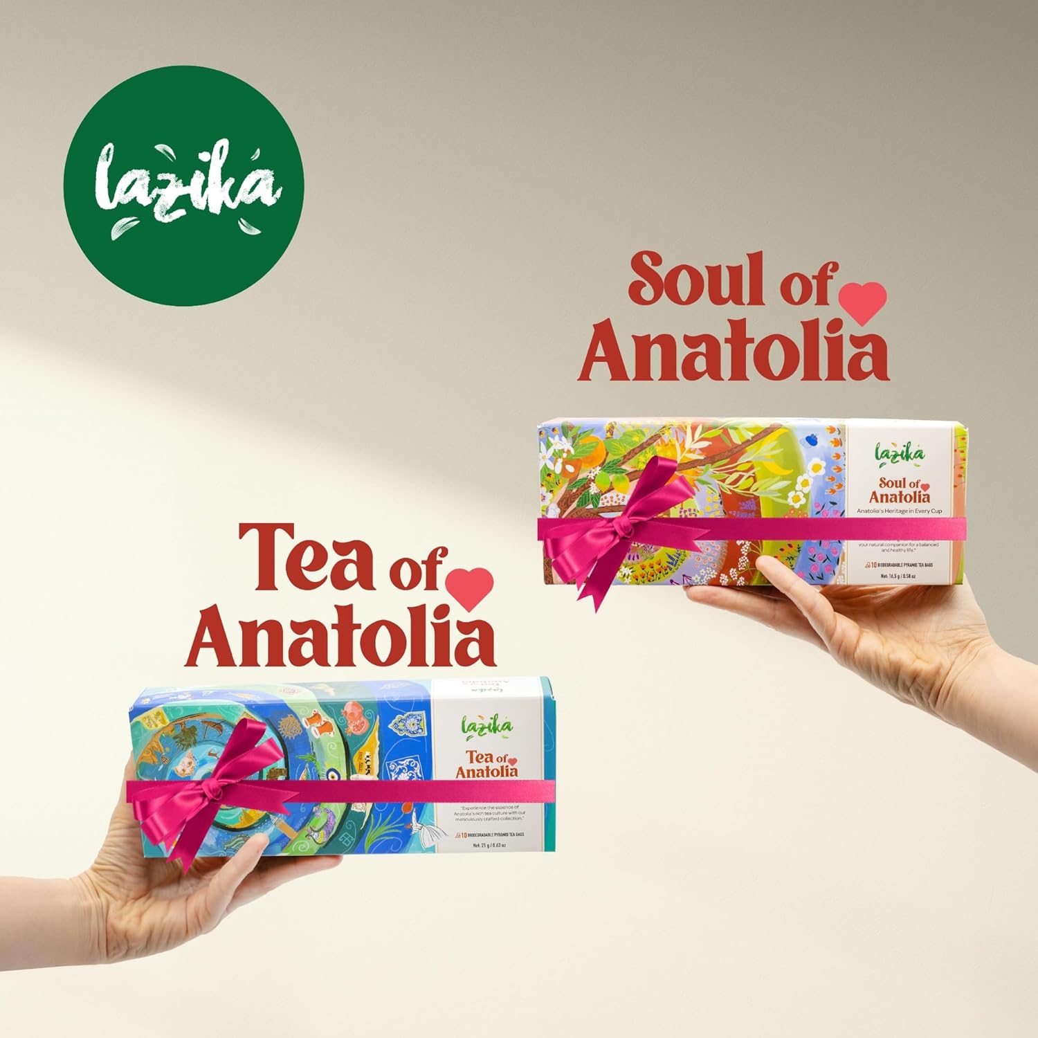 Lazika Tea Variety Pack with Lovely Presentation Box Pack of 2, Black, Green and Herbal Tea Sampler Gift Set, 10+10 Counts, Premium Collection with Pyramid Infuser Bag