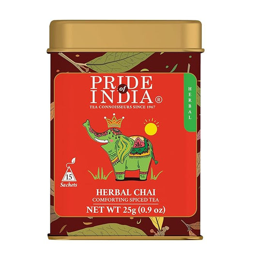 Pride Of India - Natural Herbal Chai (Comforting Spiced Tea), PACK of 1-15 Tea Bags