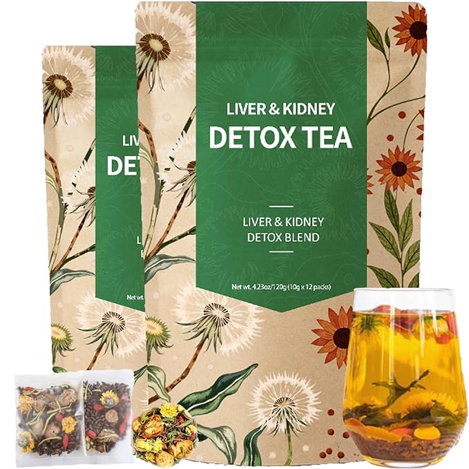 Liver & Kidney Detox Tea - Dandelion Wolfberry Tea, 7 Herbal Ingredients Blend, Goji Berry Chrysanthemum Chinese Cassia Seed Kidney Cleanse (2)