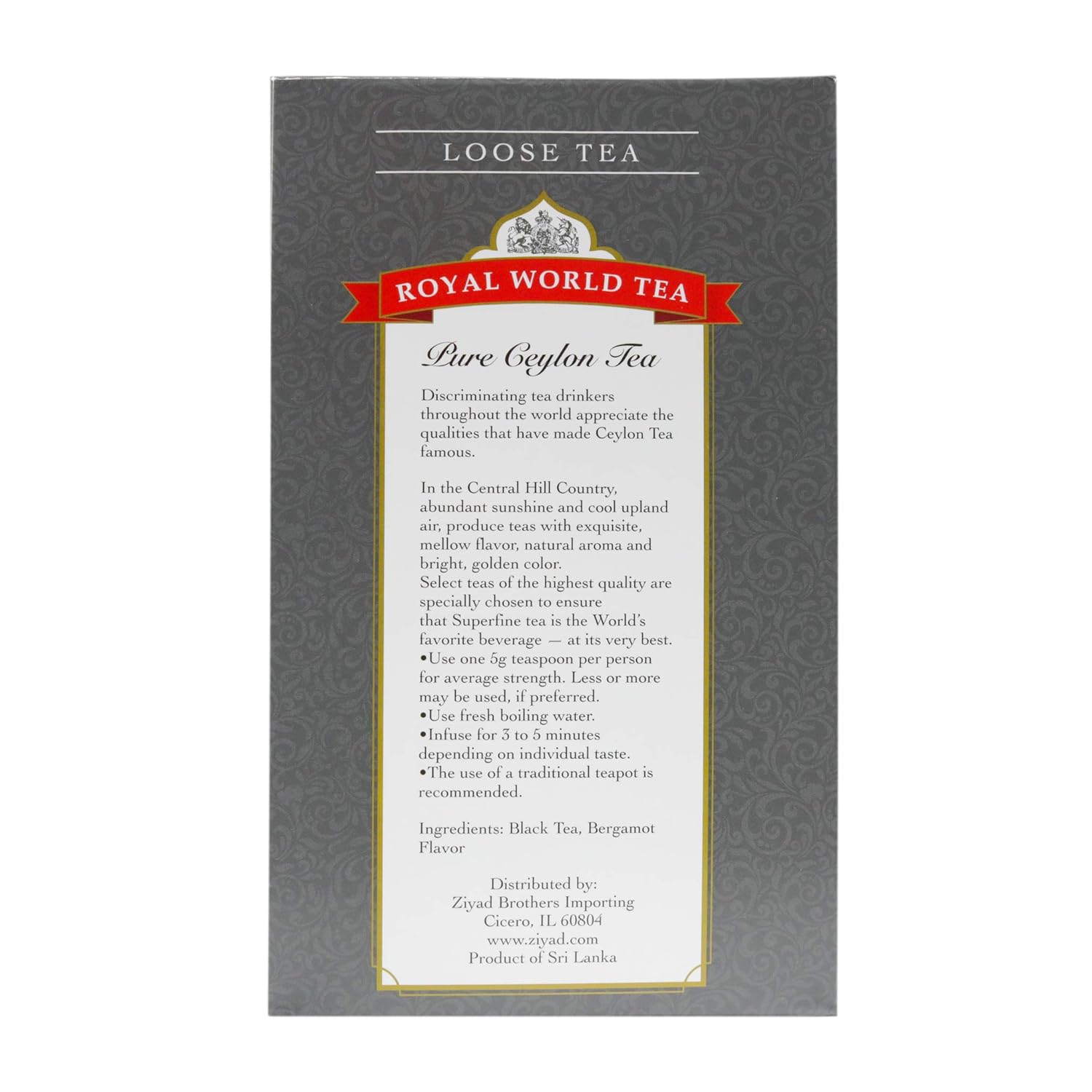 Royal World Loose Leaf Earl Grey Tea – Premium Blend of Bergamot & Ceylon Black Tea – Ideal for London Fog & Iced Drinks – Perfect for Recipes – Sourced from Sri Lanka – Minimal Packaging, 17.6oz