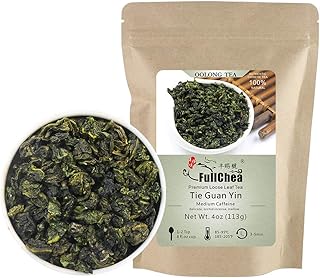 FullChea - Anxi Tieguanyin Tea - Best Oolong Tea Loose Leaf - Tie Guan Yin Tea - Iron Goddess of Mercy with Orchid Aroma - Deliciously Smooth Taste - 4oz / 113g