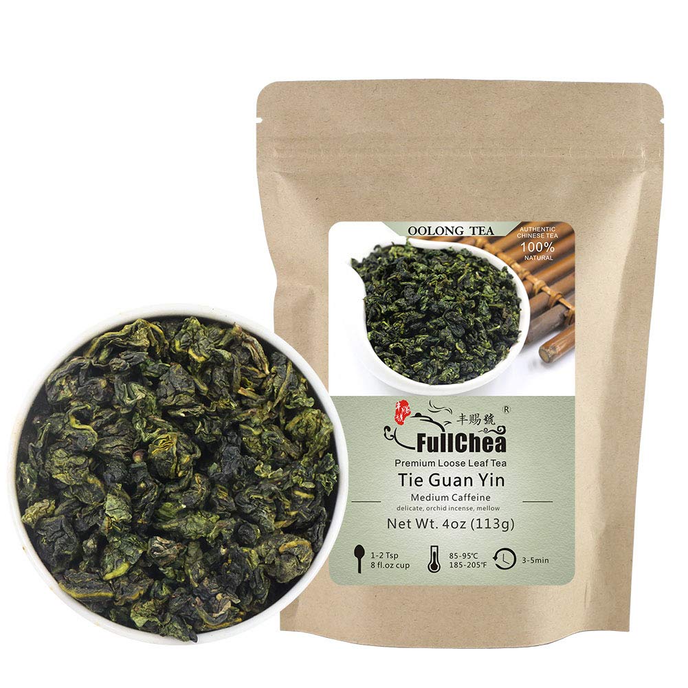 FullChea - Anxi Tieguanyin Tea - Best Oolong Tea Loose Leaf - Tie Guan Yin Tea - Iron Goddess of Mercy with Orchid Aroma - Deliciously Smooth Taste - 4oz / 113g