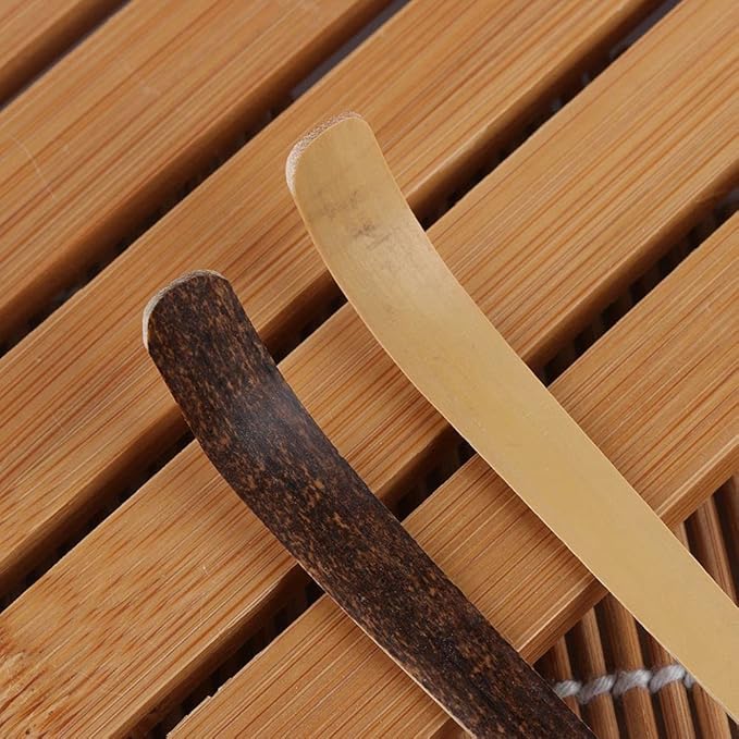 2 Pcs Bamboo Matcha Scoop, Japanese Tea Leaf Sticks Tea Whisk Scooping for Spices Condiments Coffee Powder