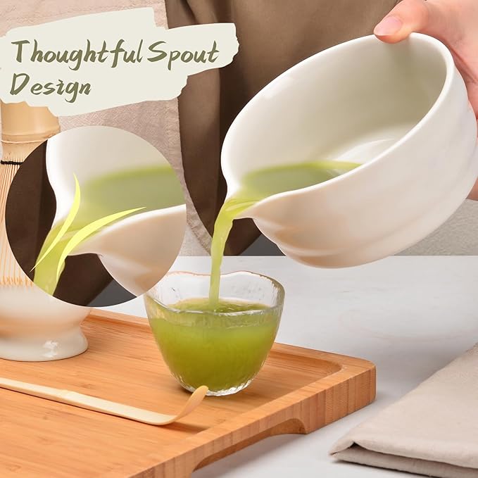 Authentic Japanese Matcha Ceremony Set - 17oz Traditional Chawan Bowl with Bamboo Whisk (Chasen), Scoop & Stand - Complete Starter Kit for Beginners