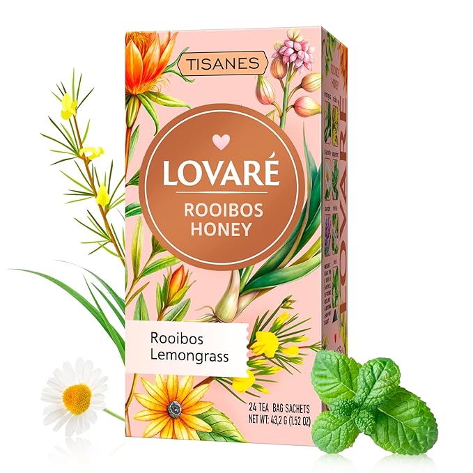 Lovare Rooibos Honey Tea – Smooth & Naturally Sweet Herbal Blend with Rooibos, Honey & Flowers – Caffeine-Free