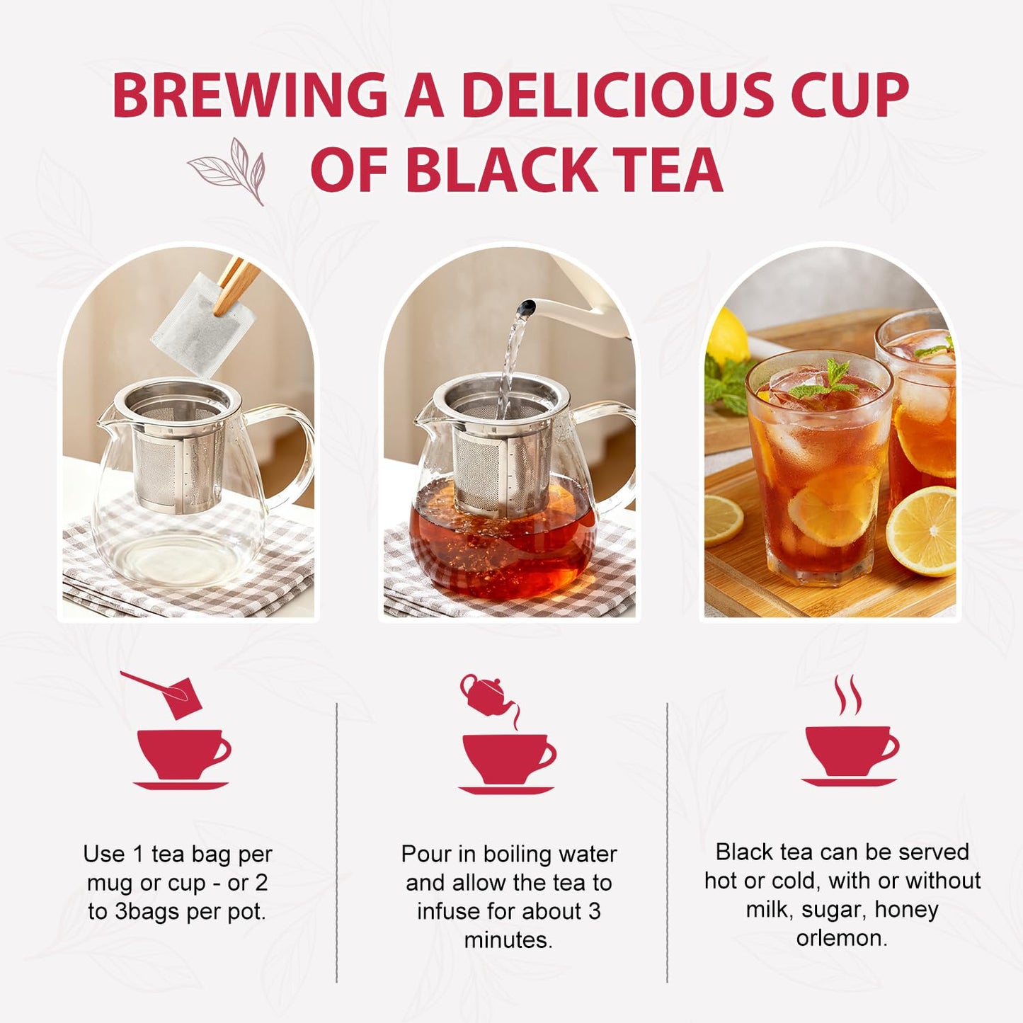 Soeos Organic Black Tea Bags, 6.3oz (180g) 100 Tea Bags, Bold Aroma & Smooth Flavor, Premium Handpicked Tea Leaves, Perfect for Morning Brew or Afternoon Refreshment