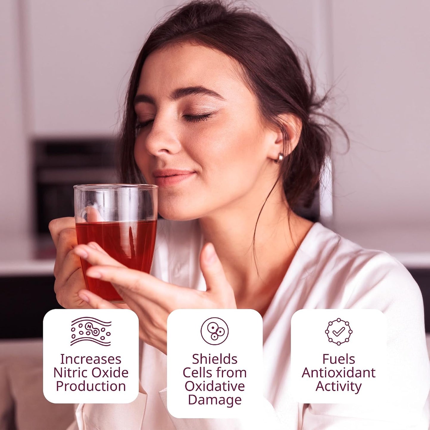 VINIA Blood Flow | Cranberry Hibiscus Herbal Tea, Piceid Resveratrol, 30 Ct