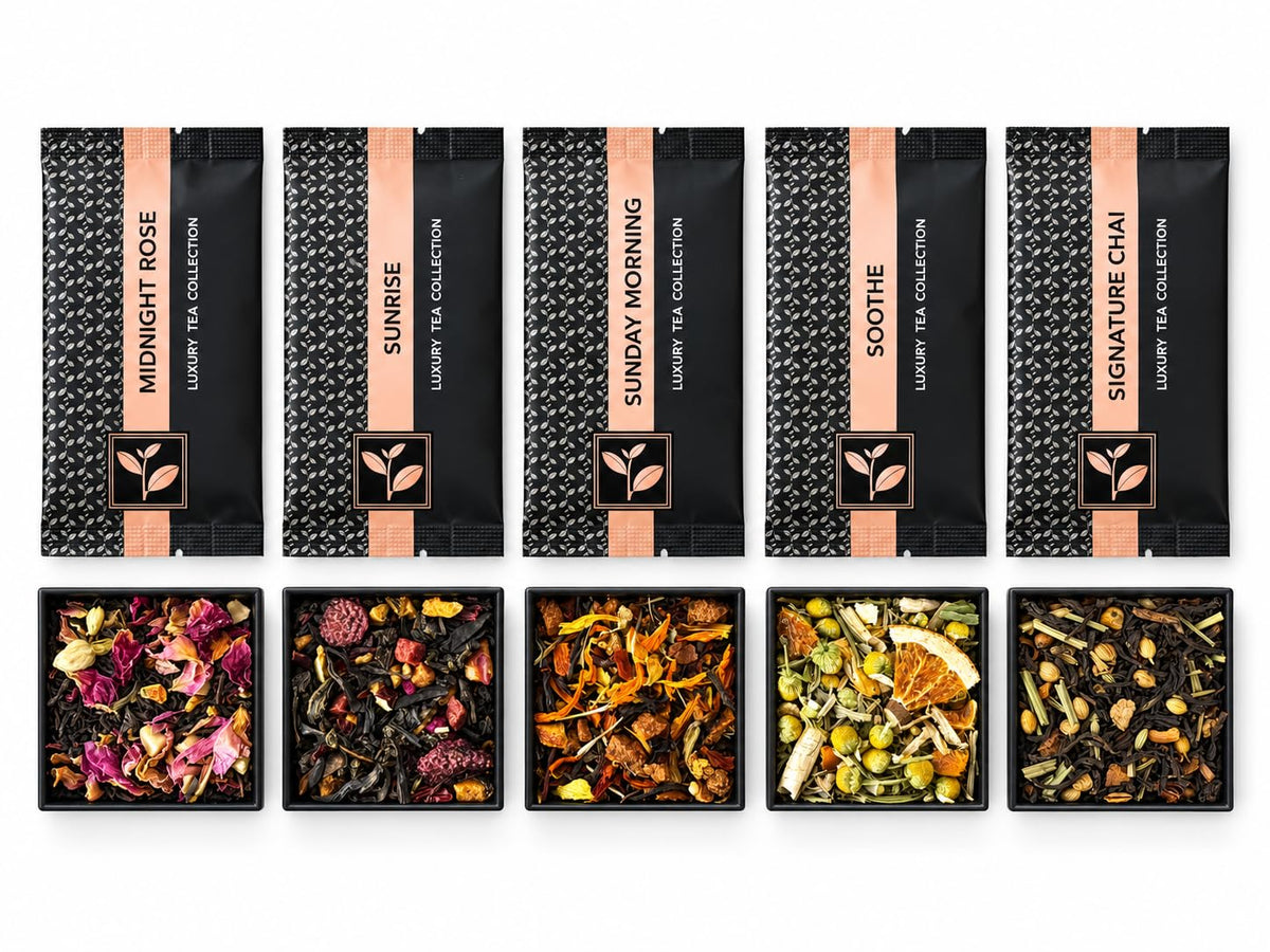 Pure And Easy Tea, Premium Tea Flight Gift Set, 30 Individual Loose Leaf Tea Packets, 10 Blend Tea Sampler, Herbal &