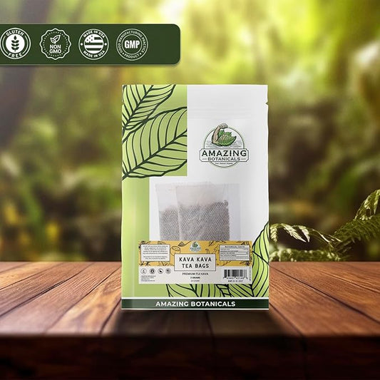 Premium Kava Tea Bags, Relaxing and Soothing Herbal Blend, 3 grams each tea bag, 24 count