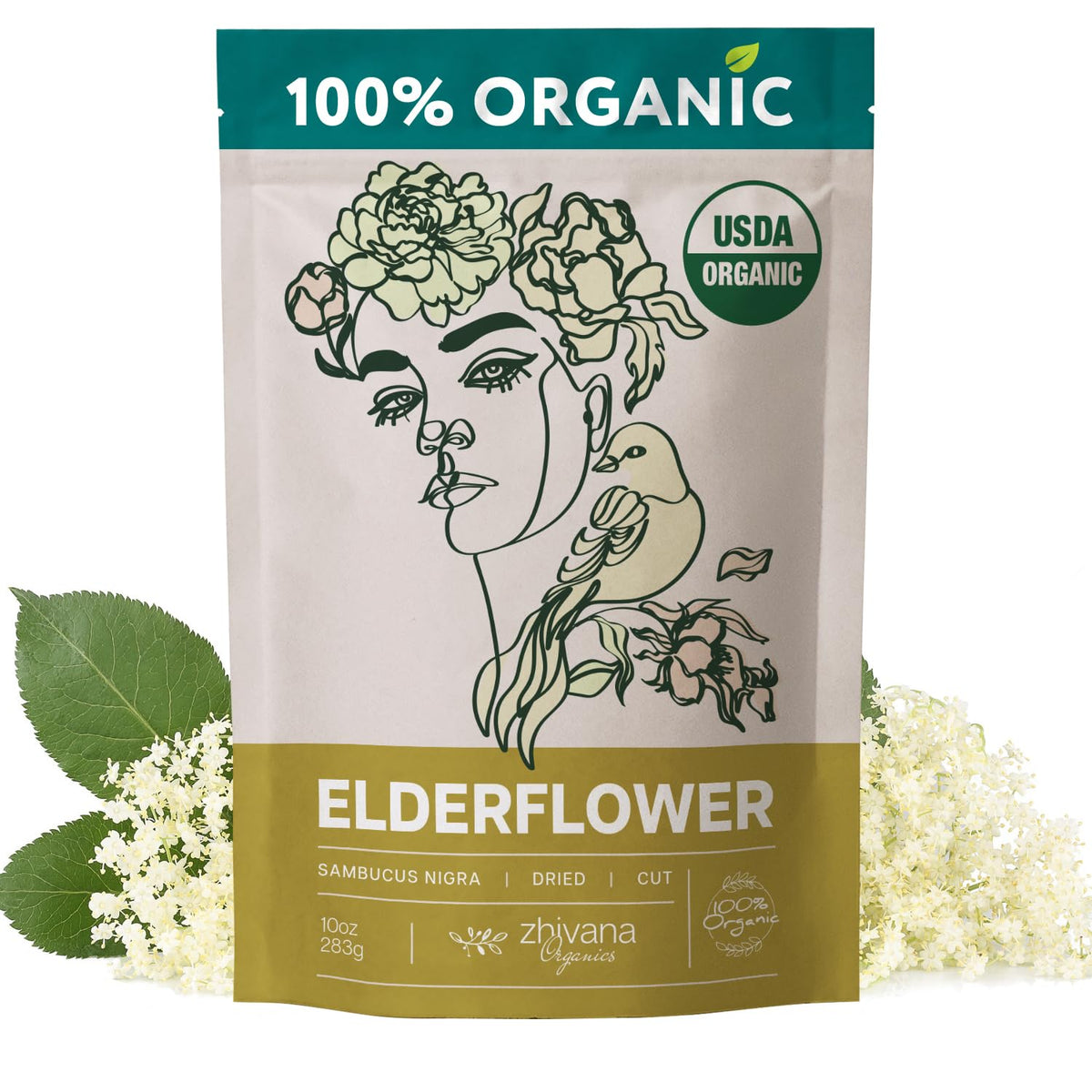 Elderflower Tea Organic 10oz. - Dried Elderflowers - Flor De Sauco Organico