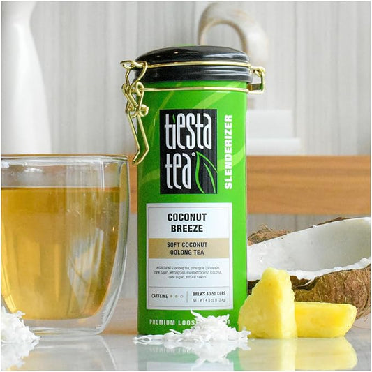 Tiesta Tea - Coconut Breeze, Loose Leaf, Soft Coconut Oolong Tea, Medium-Caffeinated Blend, Makes Hot or Iced & Up to 40-50 Cups, 4oz Refillable Tin