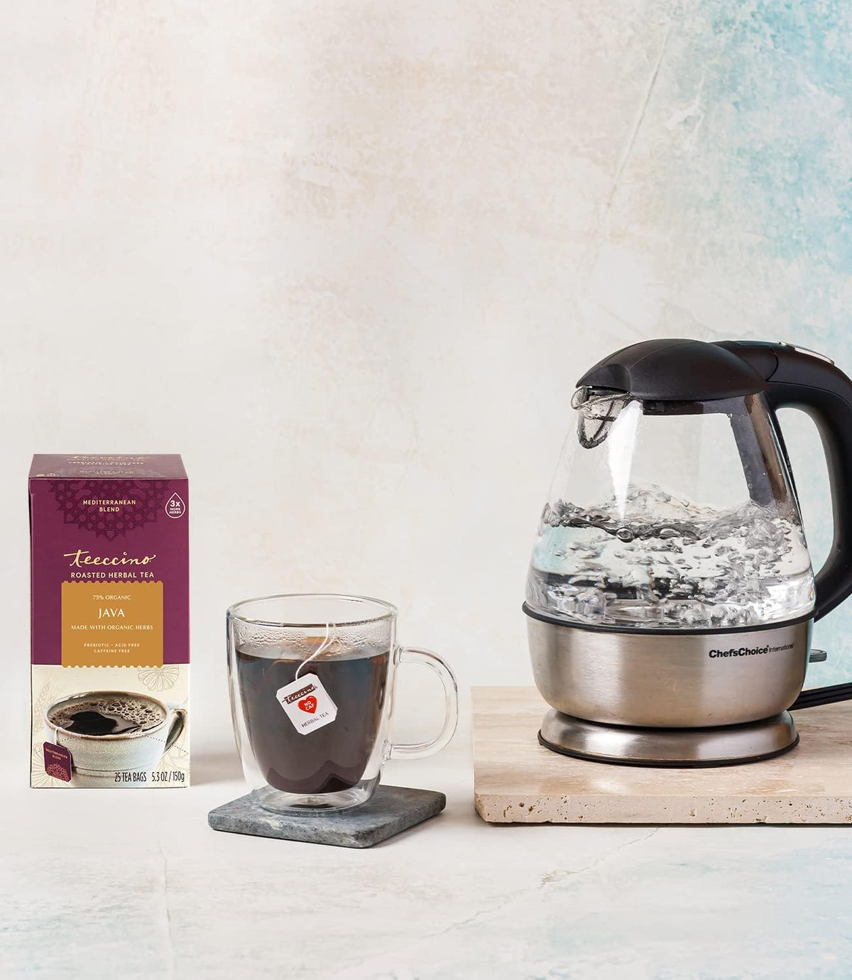 Teeccino Java Herbal Tea - Rich &amp; Roasted Herbal Tea That’s Caffeine Free &amp; Prebiotic for Natural Energy, 25 Tea Bags