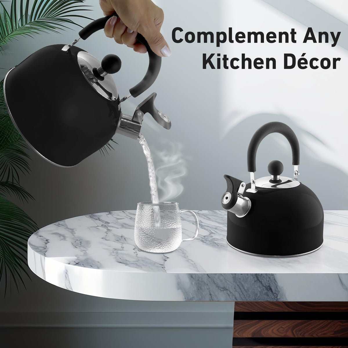 Lily's Home 2 Quart Stainless Steel Whistling Tea Kettle, the Perfect Stovetop Tea and Water Boilers for Your Home, Dorm