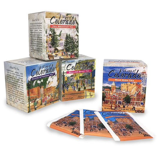 A CUP OF COLORADO Tea Gift Set - Mountain Ceylon Tea Sampler Box (4 Flavors) - Assorted Hot Tea Bags Variety Pack (40 ct