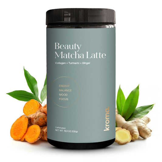 Kroma Beauty Matcha Latte Powder 17.75oz, 503g, 60 Servings – Ceremonial Grade Japanese Matcha Green Tea with Collagen, Ginger