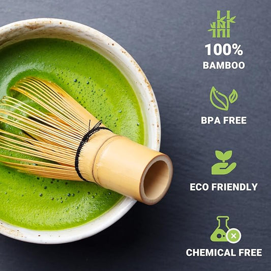 Matcha Whisk Set, Matcha Set, 6 Pieces, with Bamboo Whisk, Ceramic Bowl & Sifter Complete Matcha Powder Tea Includes Scoop & Spout Bowl