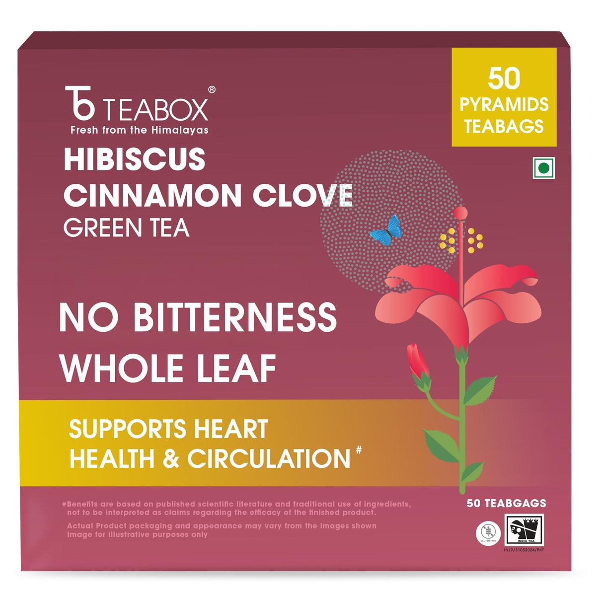 Teabox Premium Darjeeling Green Tea With Dried Hibiscus | 100% Whole Leaf & 0% Bitterness | Green Tea From The Himalayas | 50