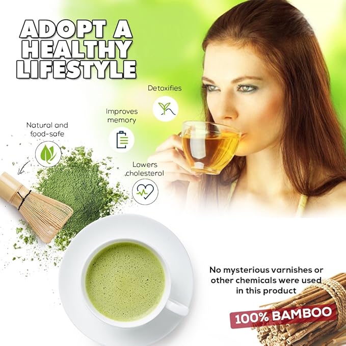 BambooWorx Matcha Whisk Set - (Chasen), Traditional Scoop (Chashaku), Tea Spoon. The Perfect Sets to Prepare a Traditional Cup of Japanese Tea